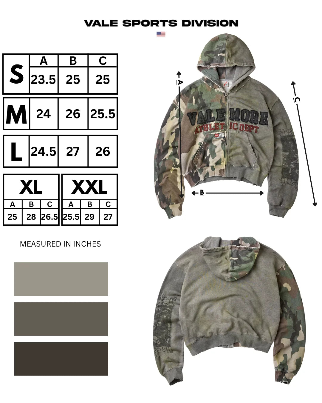 Vale "Zombie" Camo Green Zip Up Hoodie