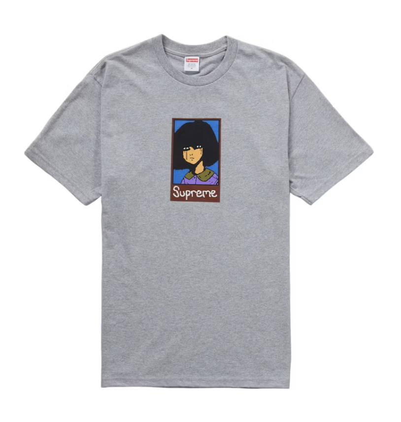 Supreme Emo Tee in Heather Grey, part of the Fall/Winter 24 collection, featuring distressed details and a relaxed fit