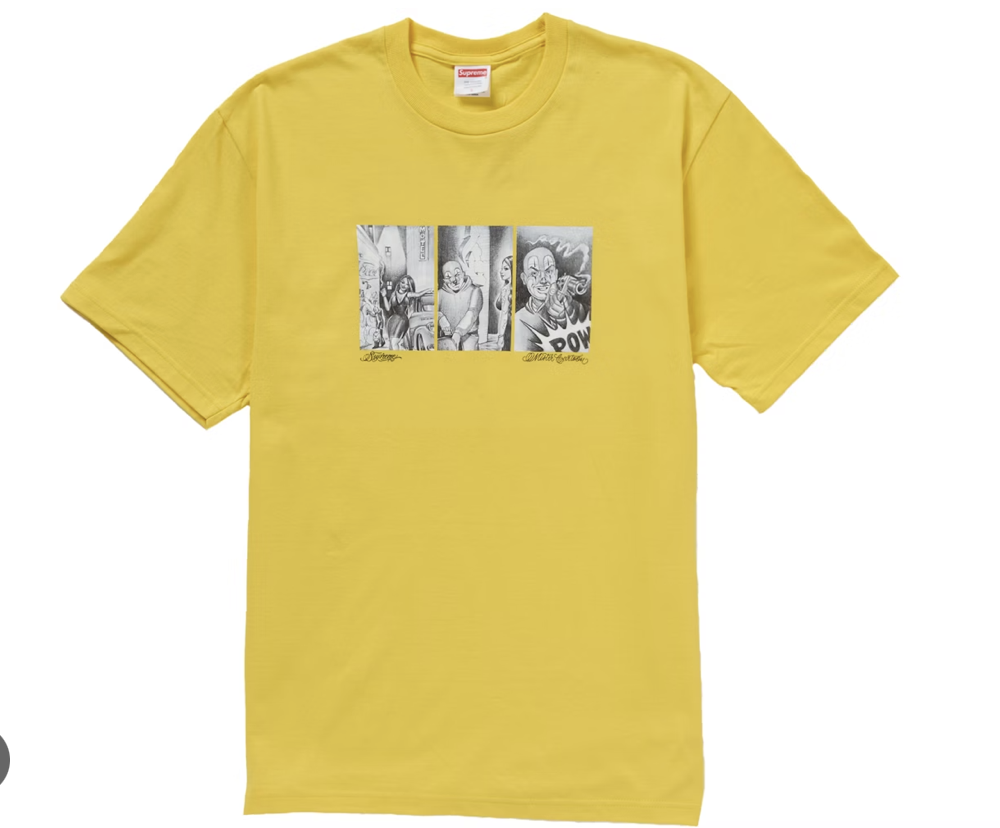 Supreme Mister Cartoon Pow Tee in vibrant yellow, part of the Fall/Winter 24 collection