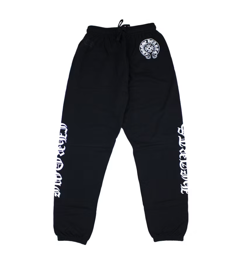 Black and white Chrome Hearts Horse Shoe Logo Sweatpants with stylish design