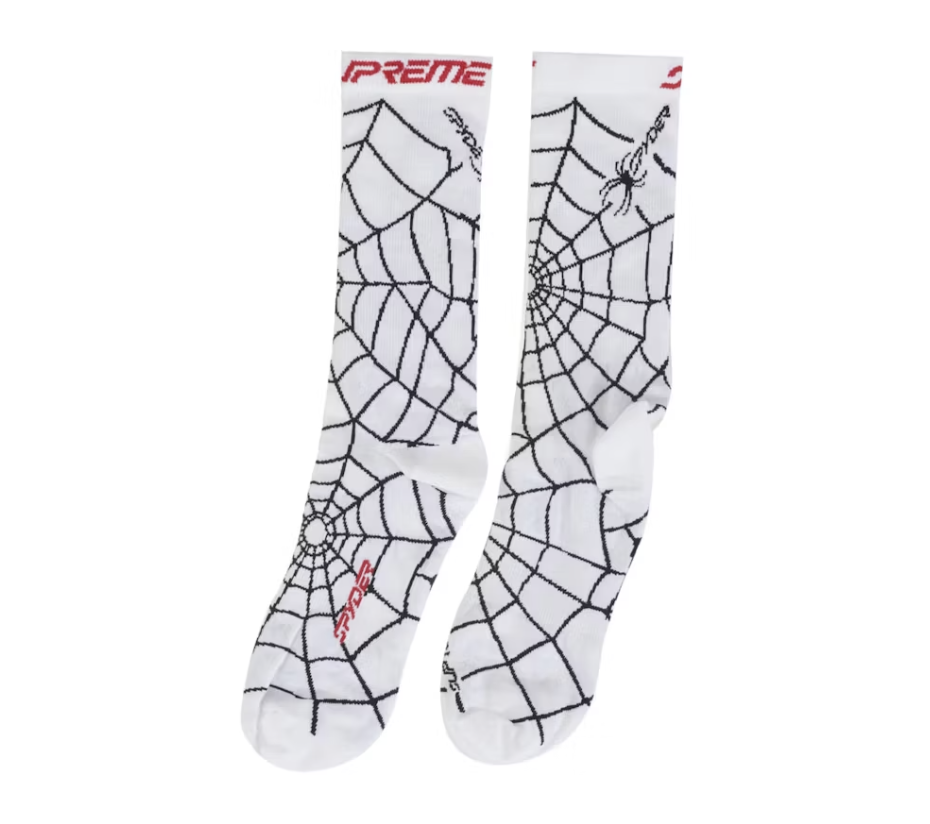 High-quality Supreme Spyder Crew Socks in white, perfect for any outfit