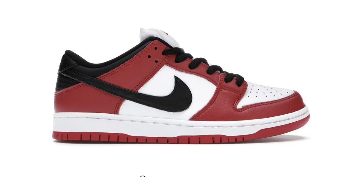 Nike SB Dunk Low Pro - J-Pack Chicago (BQ6817-600) brand new, deadstock sneaker in red, white, and black colorway