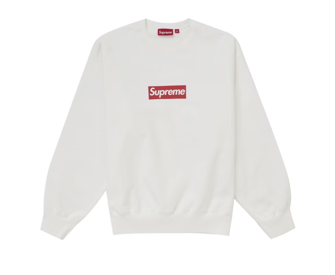 Supreme Washed Box Logo Crewneck - White SS25 brand new deadstock fashion item