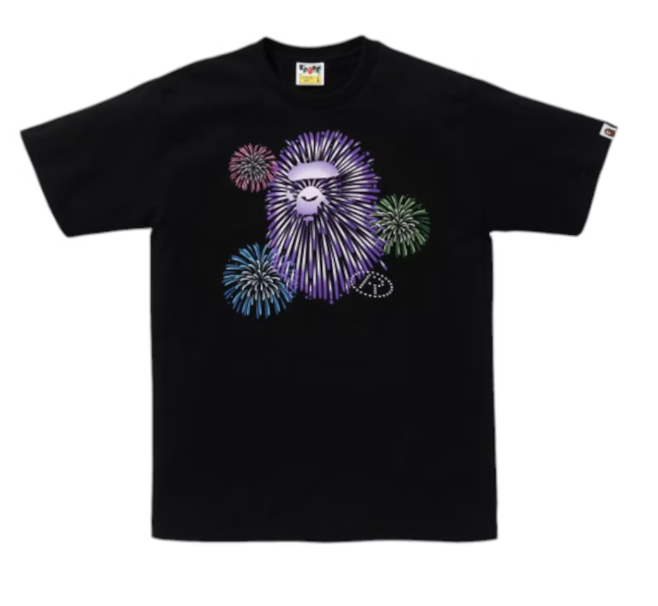 Black BAPE Ape Head Firework II T-shirt from FW24 collection, brand new deadstock