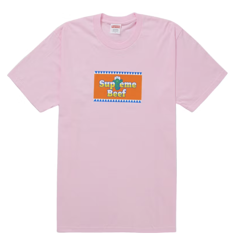 Pink Supreme Beef Tee from SS25 collection, brand new deadstock men's casual shirt