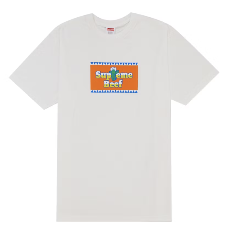 White Supreme Beef Tee from SS25 season, brand new deadstock men's t-shirt
