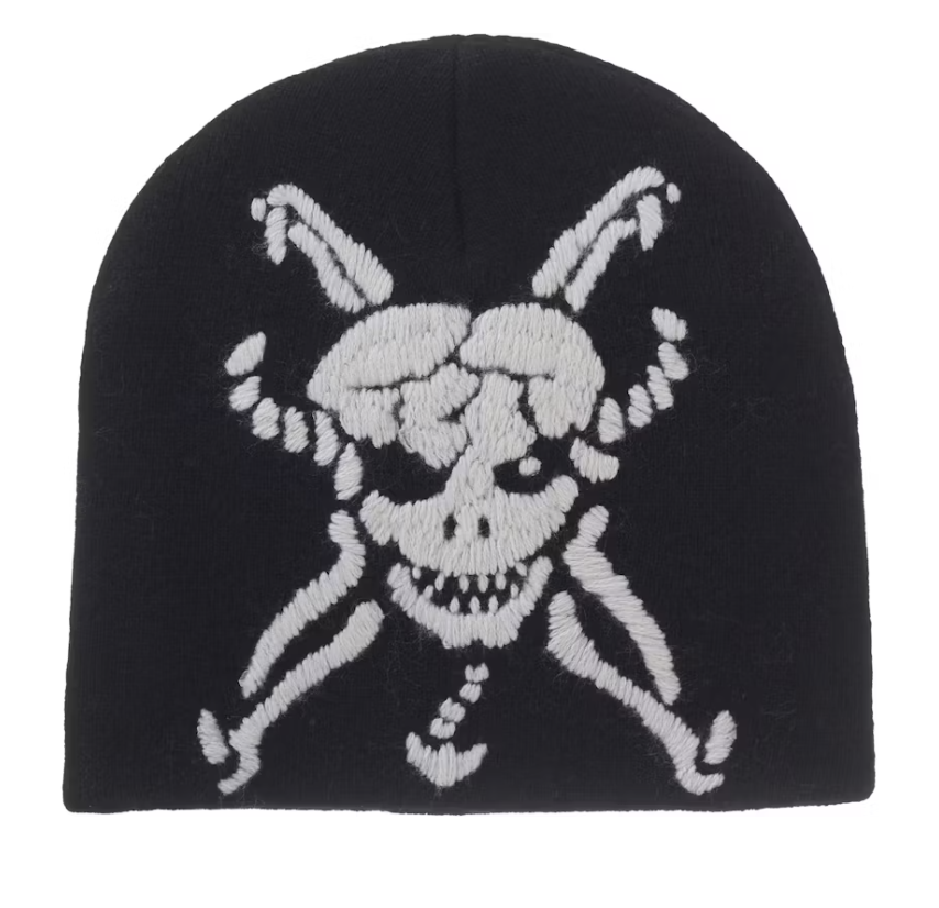 Black Supreme Y's By Yohji Yamamoto Skull Beanie from FW25, brand new deadstock fashion accessory