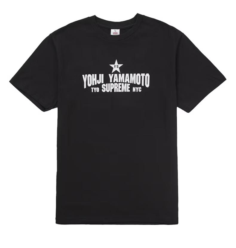 Black Supreme Y's By Yoji Yamamoto Star Tee from FW25 deadstock collection showcasing a stylish graphic design