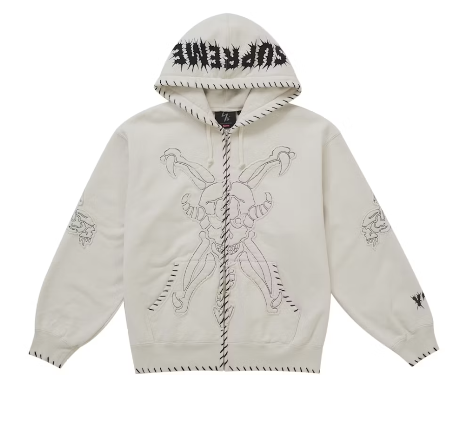 A brand new Supreme Y's By Yohji Yamamoto natural zip-up hoodie from FW25 featuring minimalist design and high-quality construction