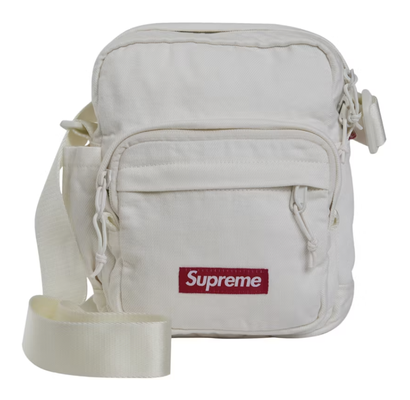 White Supreme Denim Shoulder Bag from FW25 collection, brand new deadstock accessory