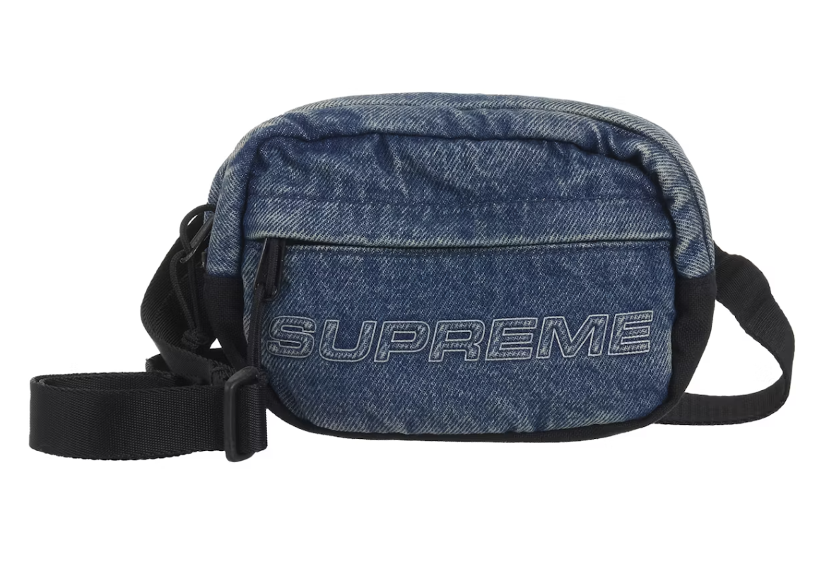 Supreme Denim Mini Shoulder Bag in Washed Indigo color, FW25 brand new deadstock