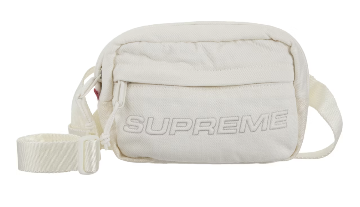 White Supreme Denim Mini Shoulder Bag from FW25, brand new deadstock with stylish design