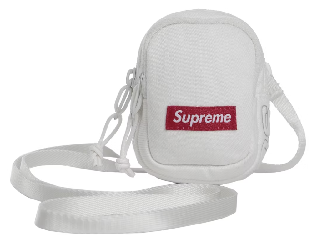 White Supreme Denim Mini Utility Bag from FW25 collection, brand new deadstock design