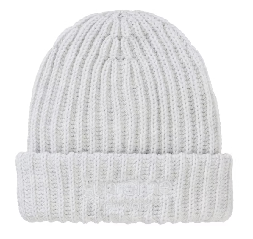 Supreme Chunky Rib Classic Logo Beanie - White (FW25)