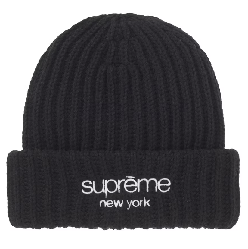 Supreme Chunky Rib Classic Logo Beanie - Black (FW25)
