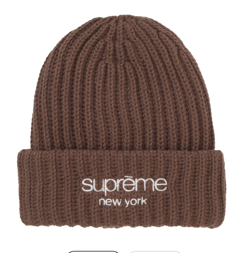 Supreme Chunky Rib Classic Logo Beanie - Brown (FW25) – Fresh Society