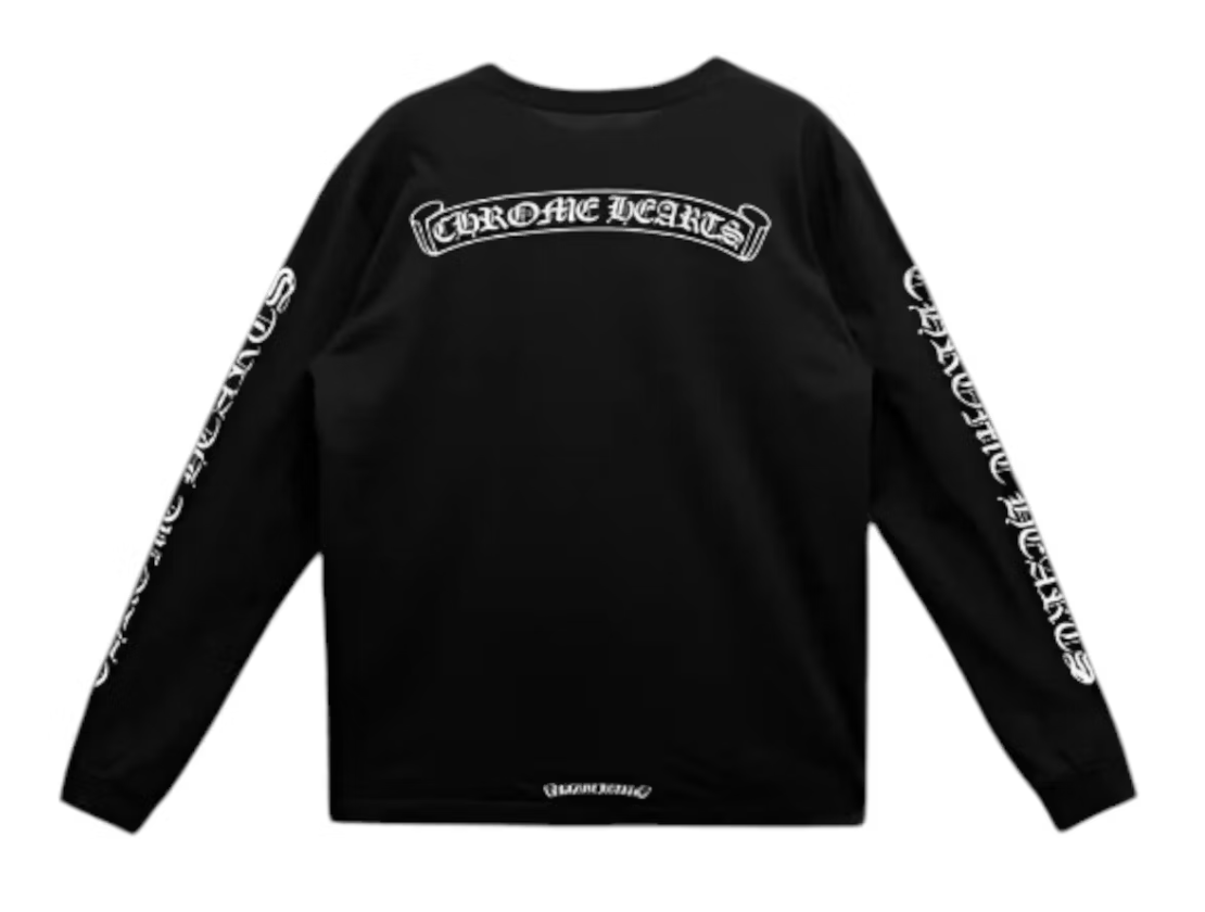 Chrome Hearts Scroll Logo L/S Pocket T-Shirt - Black/White