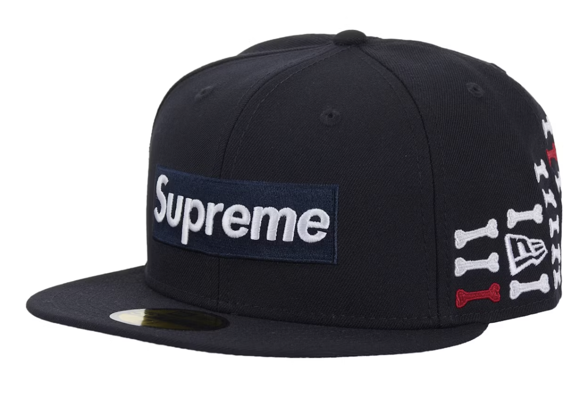 Supreme Bones Box Logo New Era Fitted Hat - Navy