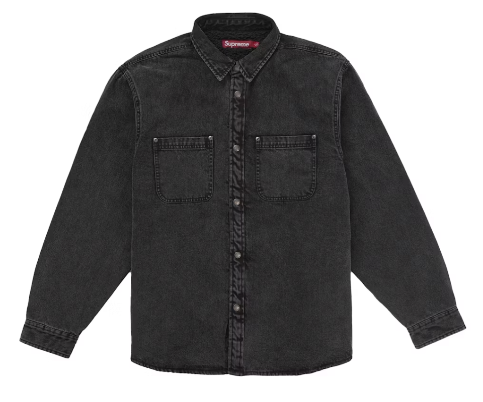 Supreme Shearling Lined Denim Work Shirt - Overdyed Black