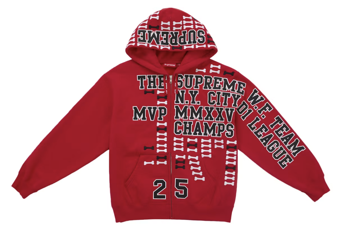 Supreme League Champs Zip Up Hoodie - Red