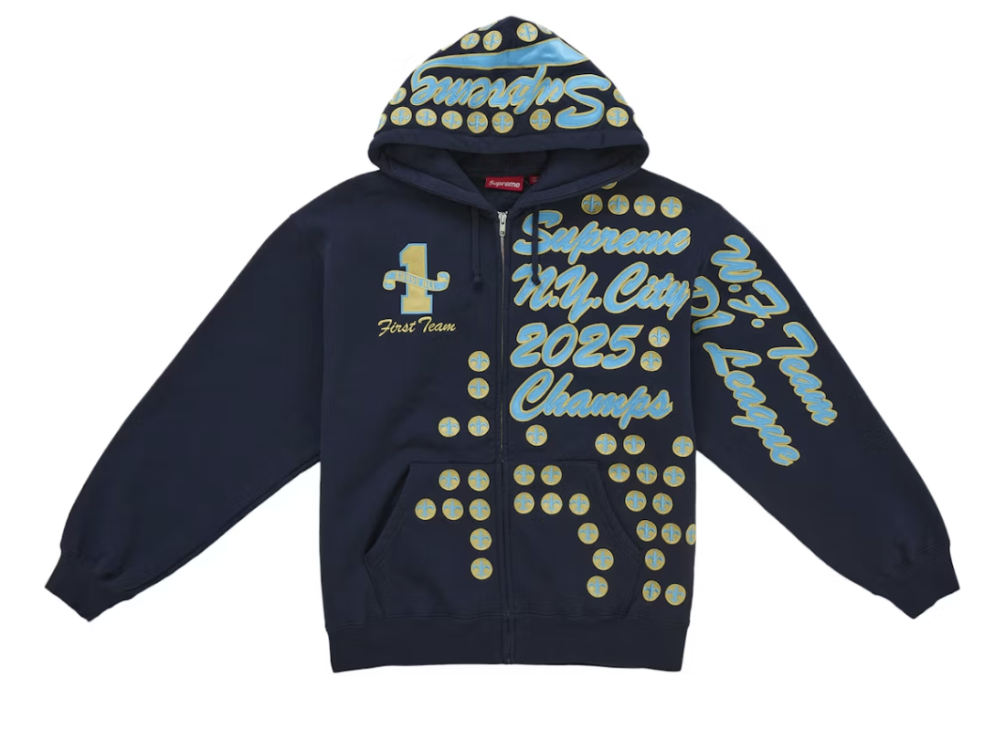 Supreme League Champs Zip Up Hoodie - Navy