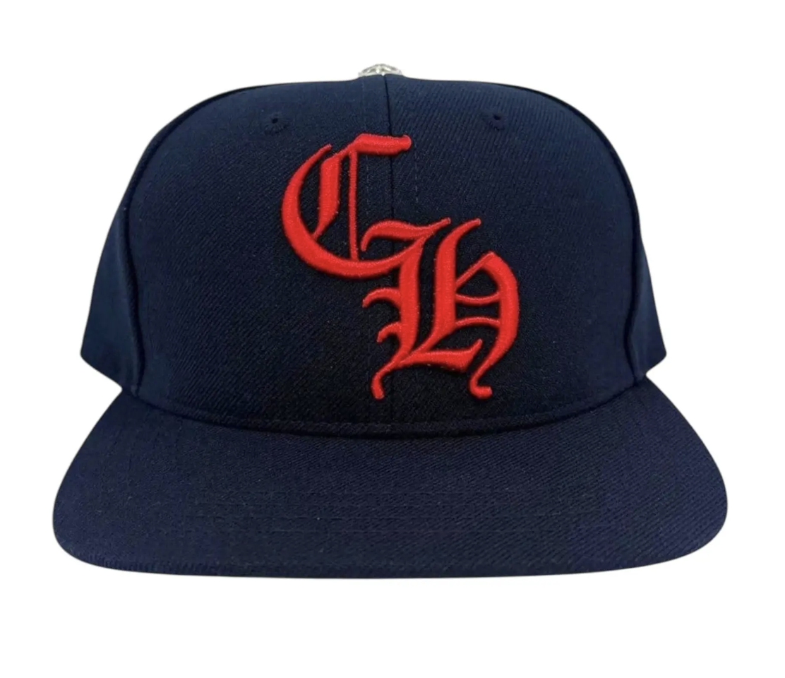 Chrome Hearts Embroidered CH Logo Baseball Hat - Navy/Red