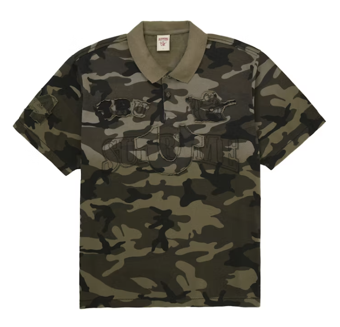 Supreme True Religion Applique Polo - Olive Camo