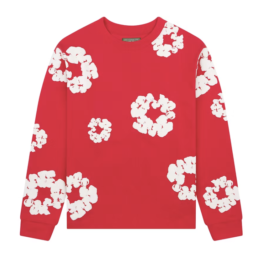 Denim Tears Long Sleeve Cotton Wreath T-Shirt - Red