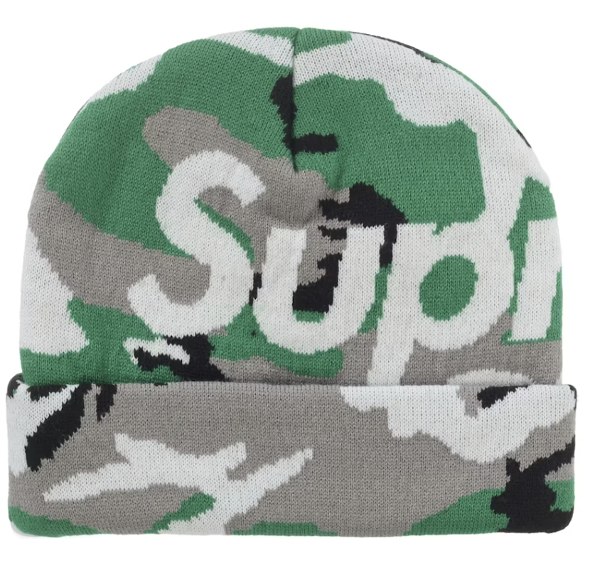 Supreme Big Logo Beanie - Green Camo (FW25)