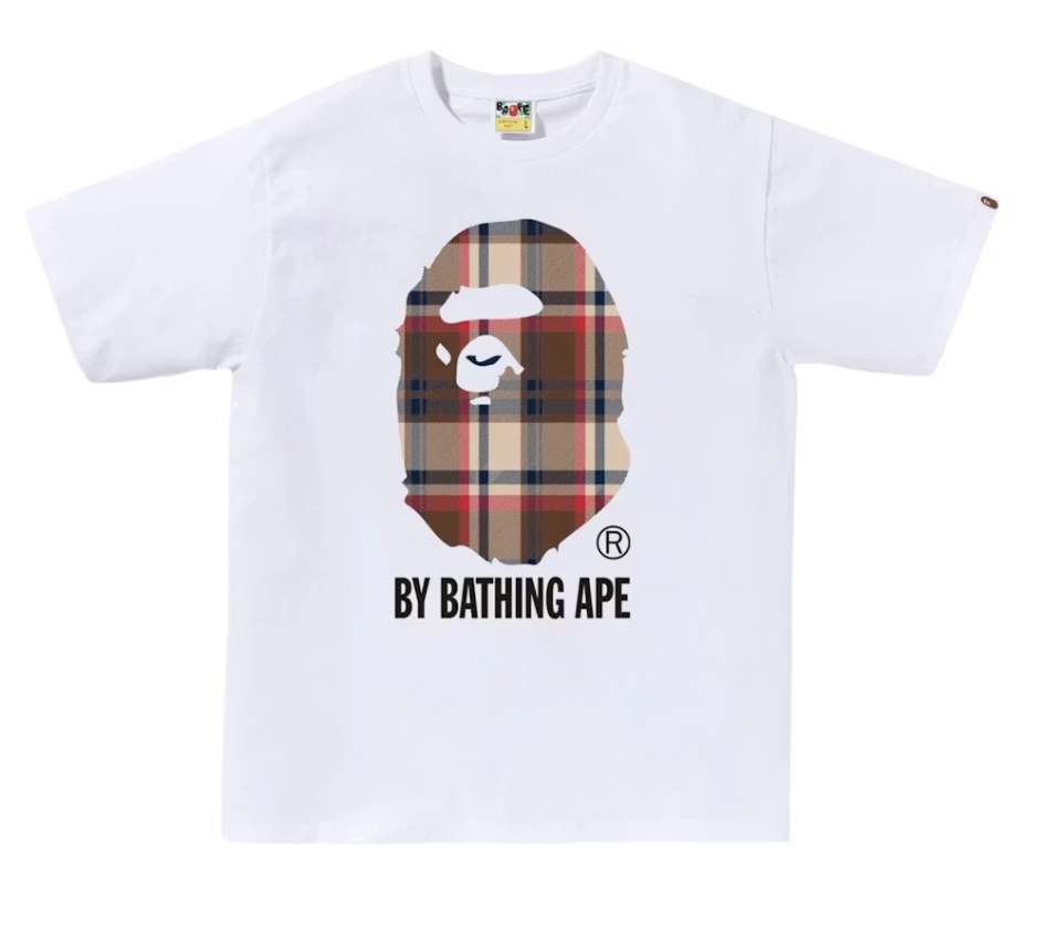 BAPE Check By Bathing Ape Tee - White/Red (FW25)
