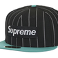 Supreme MLB Teams Box Logo New Era 59Fifty Fitted Hat - Black Pinstripe (FW25)
