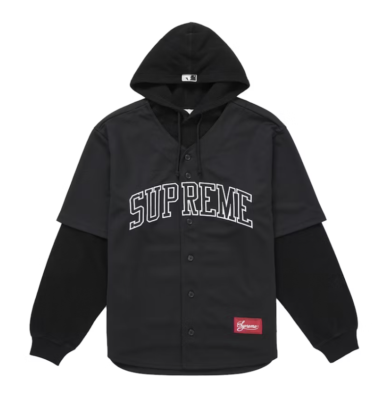 Supreme Chicago White Sox Hooded Baseball Jersey - Black (FW25)