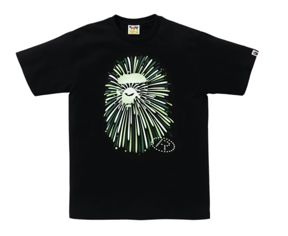 BAPE Ape Head Firework I Tee - Black/Green