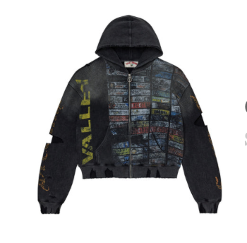 Vale "Glitch" Zip Up Black Hoodie