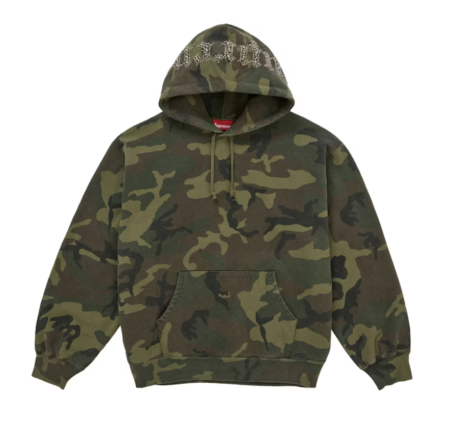 Supreme Overdyed Studded Hoodie - Woodland Camo (SS26) – Fresh Society