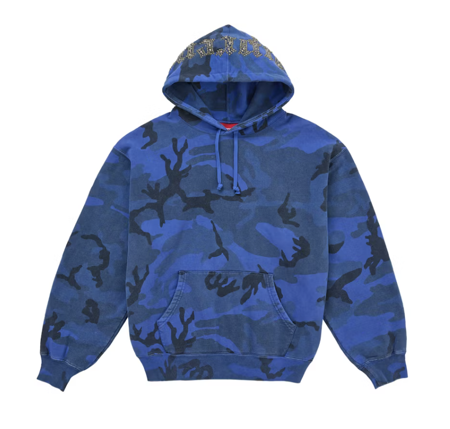 Supreme Overdyed Studded Hoodie - Blue Camo (SS26)