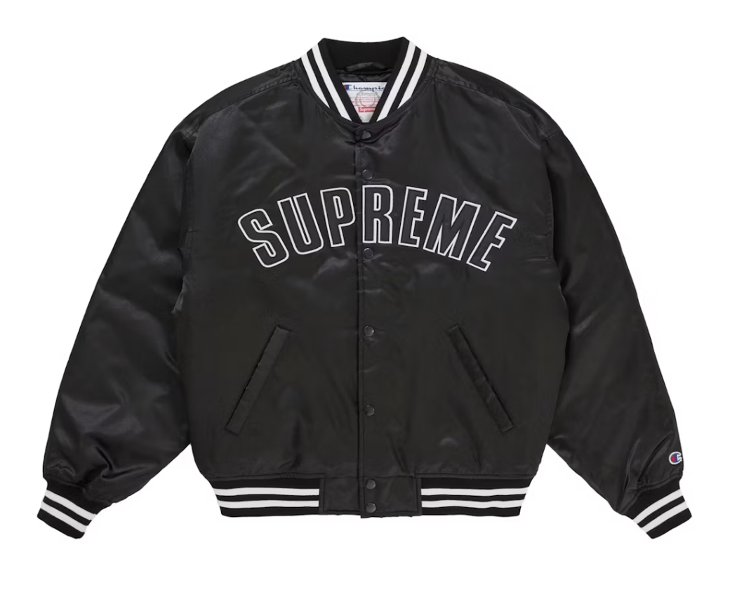Supreme Champion Satin Varsity Jacket - Black (SS26)