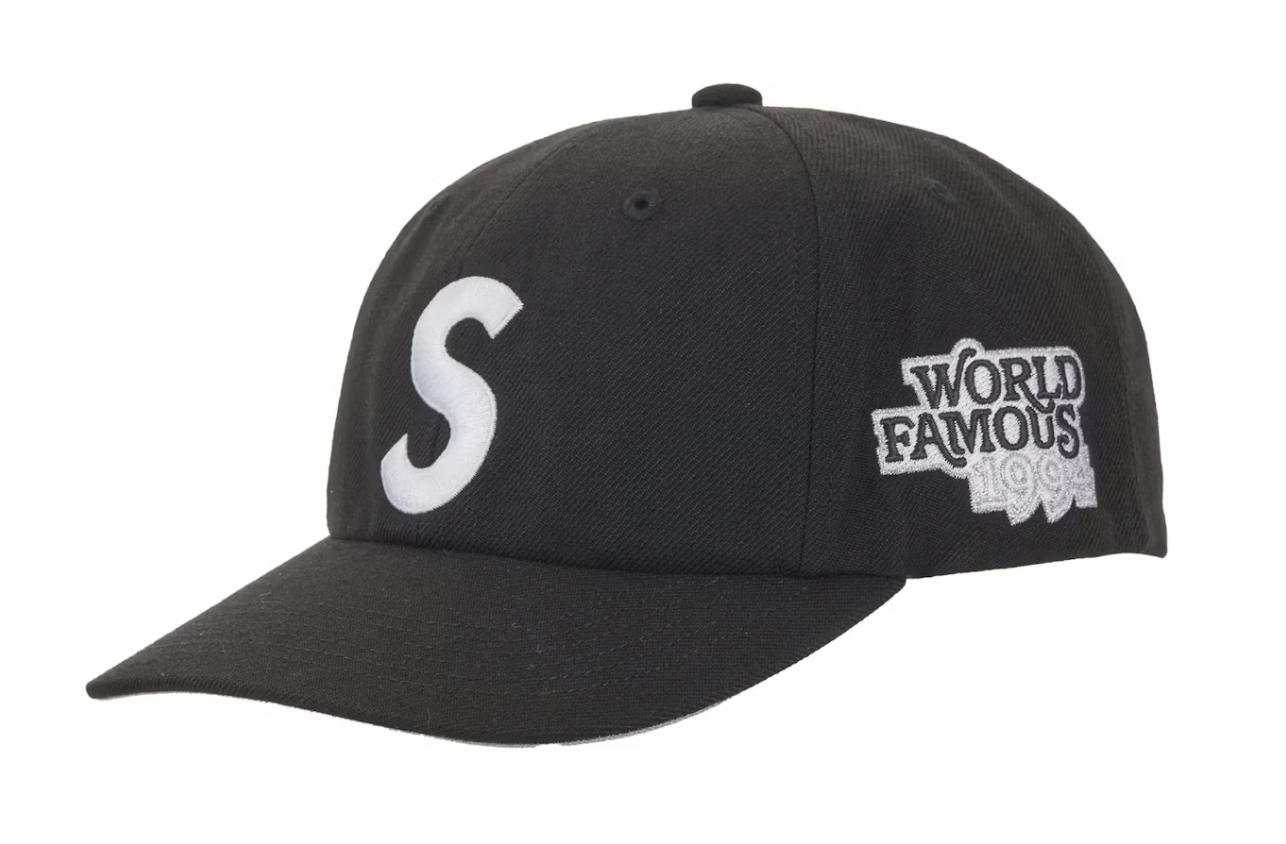 Supreme World Famous S Logo 6-Panel Hat - Black (SS26)