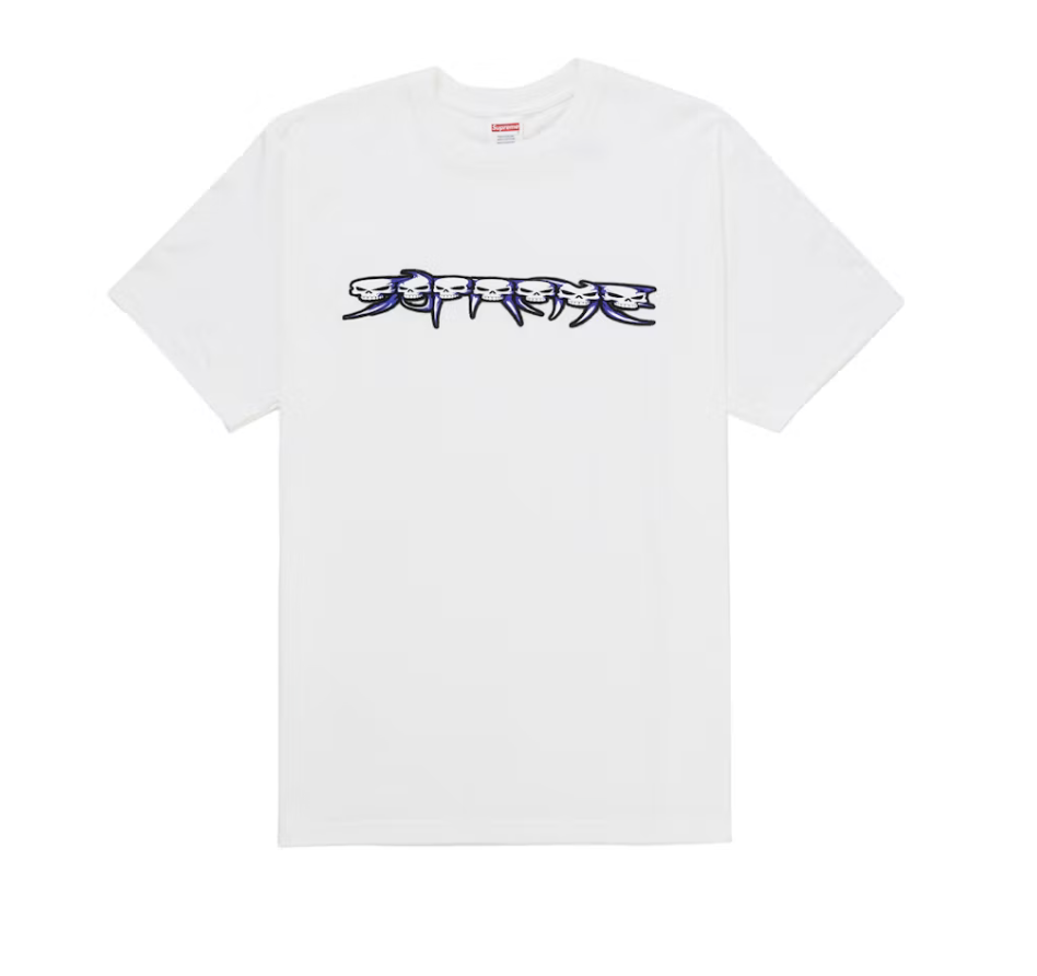 Supreme Skulls Spellout Tee - White (FW26)
