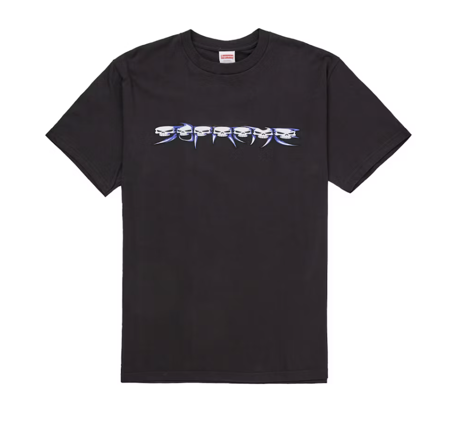 Supreme Skulls Spellout Tee - Black (FW26)