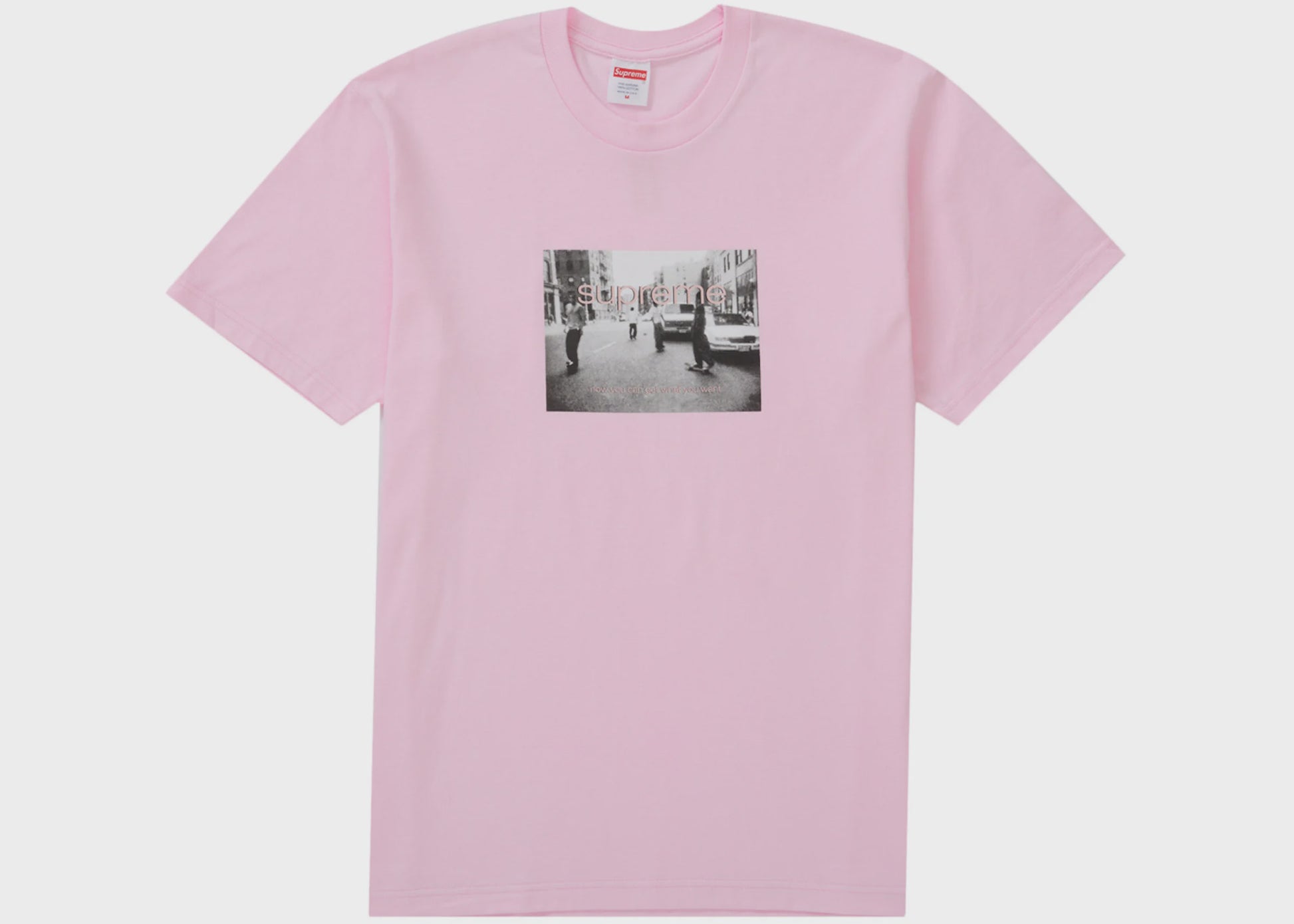 Light pink Supreme Crew 96 Tee from SS24 collection, featuring classic logo