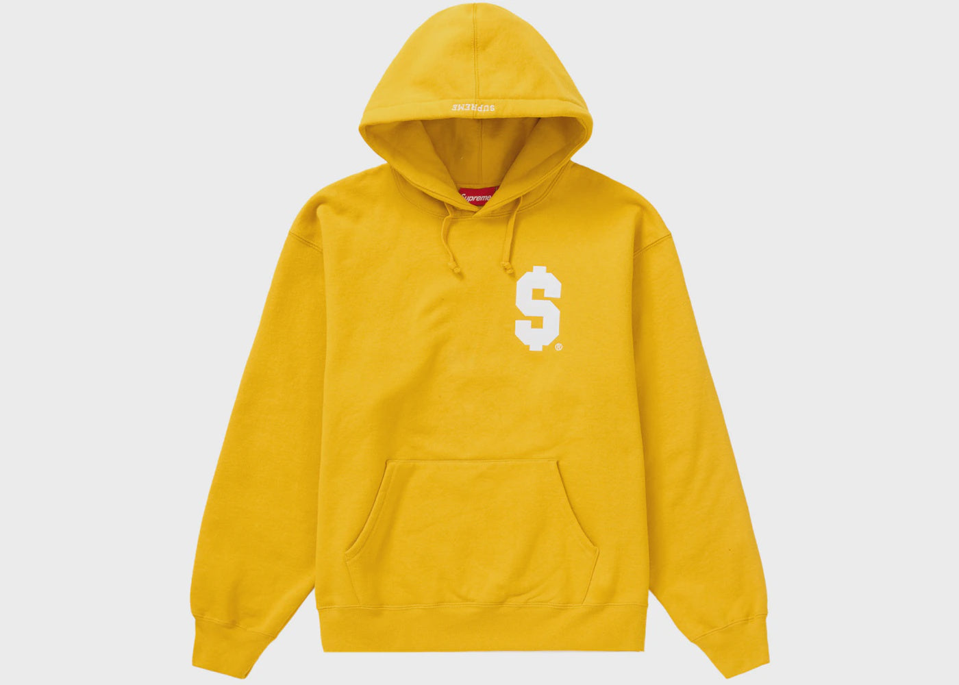 Supreme SS24 Gold Hoodie featuring iconic logo in a luxurious design