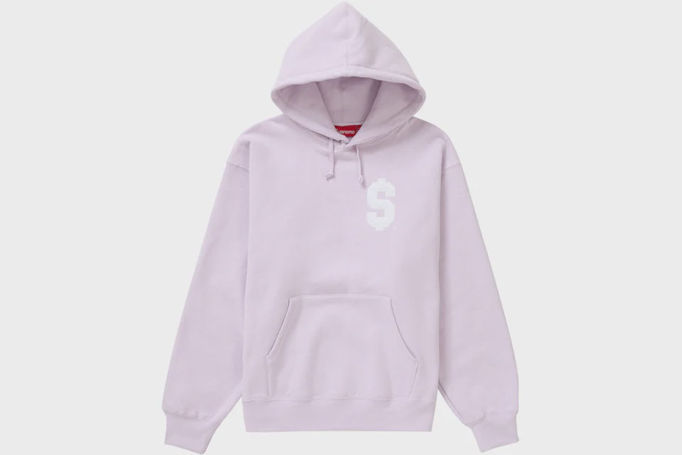 Supreme $ Hoodie in Light Purple (SS24) with iconic logo design