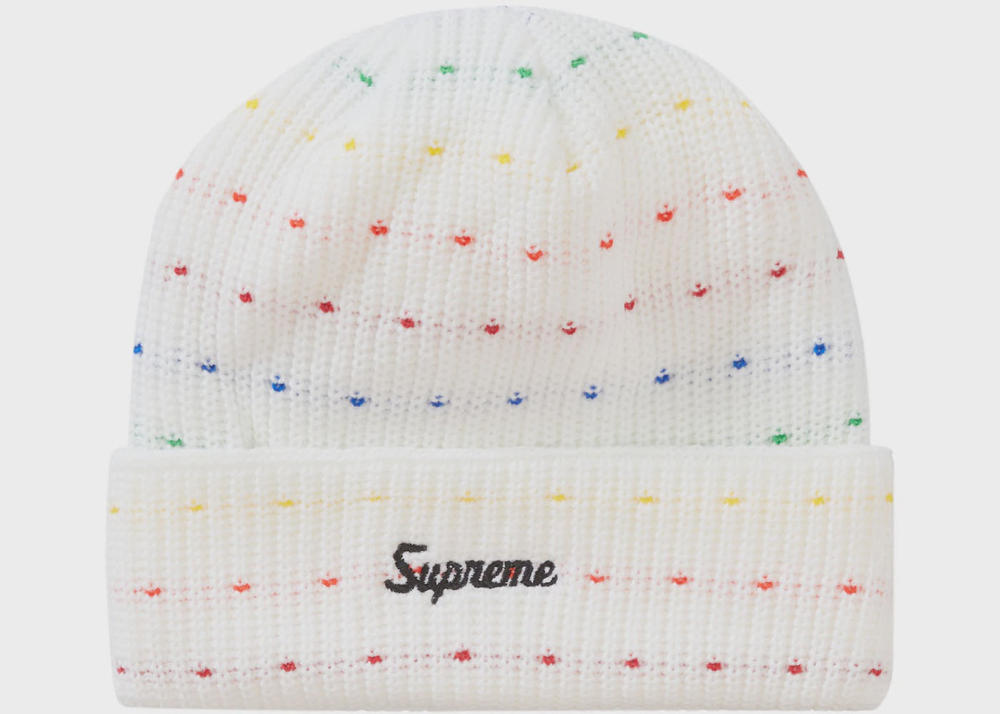 White multi-colored Supreme loose gauge beanie for Fall/Winter 23 collection