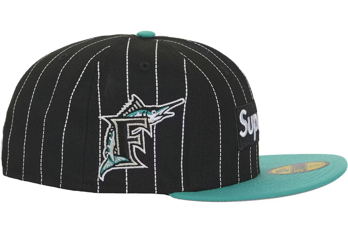 Supreme MLB Teams Box Logo New Era 59Fifty Fitted Hat - Black Pinstripe (FW25)