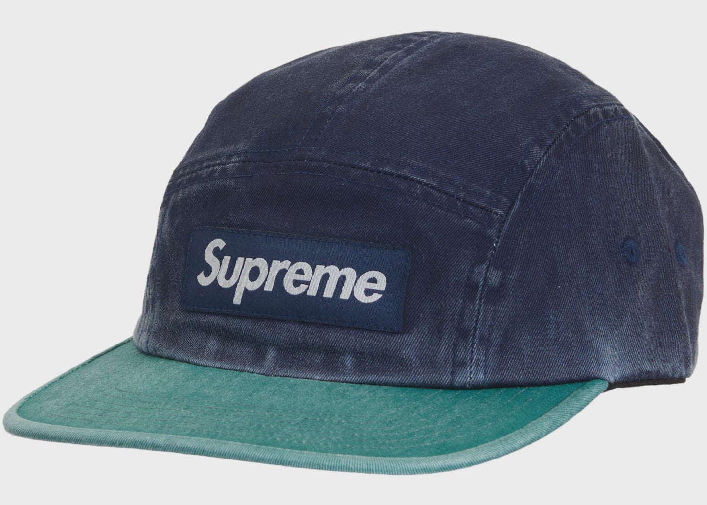 Supreme Pigment 2-Tone Camp Cap in navy, featuring SS24 design