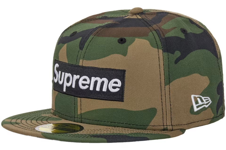 Supreme Rings Box Logo New Era 59Fifty Fitted Hat - Woodland Camo (SS26)