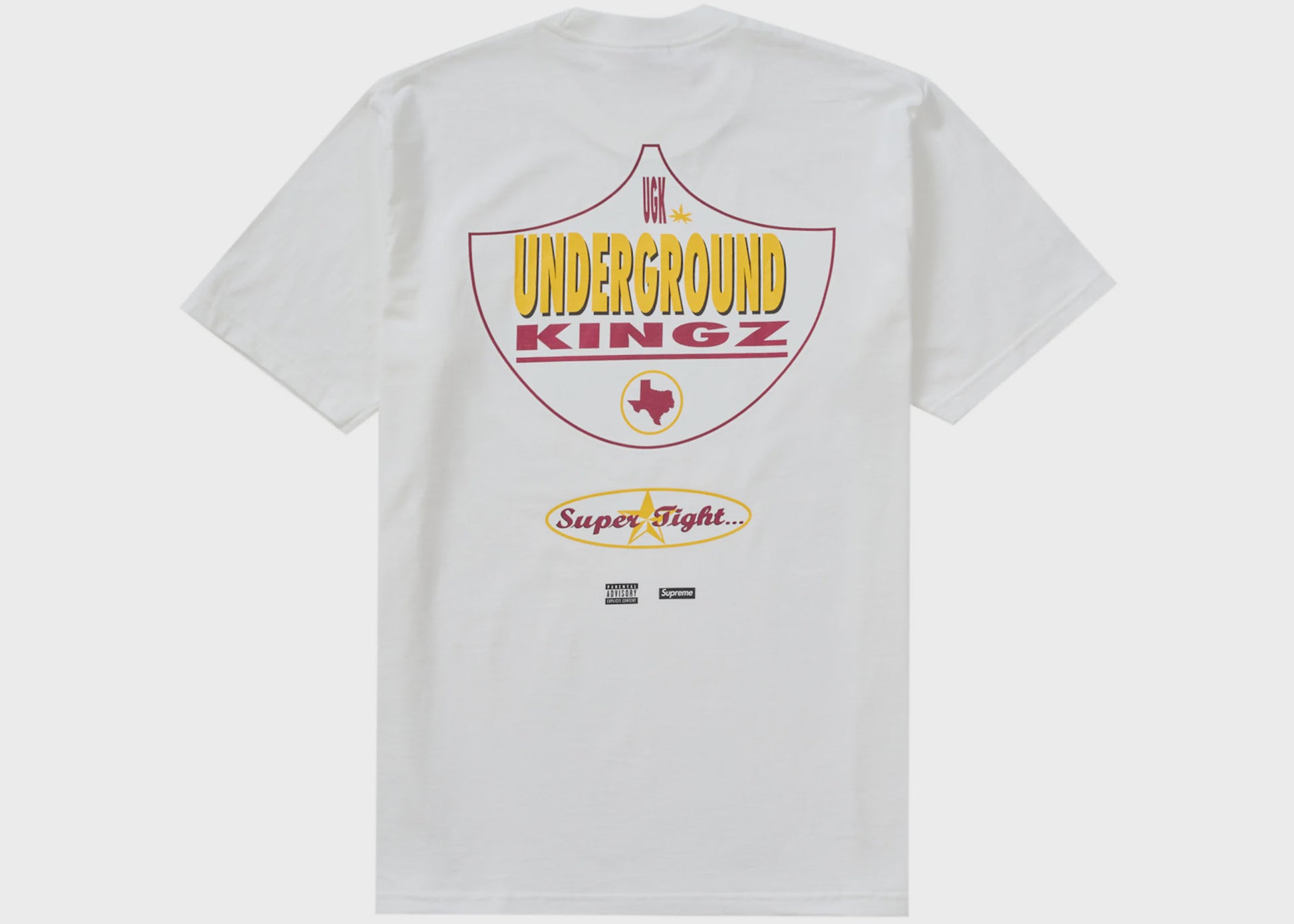 Supreme UGK Super Tight Tee in White SS24, a high-quality, form-fitting t-shirt perfect for casual wear and streetwear fashion