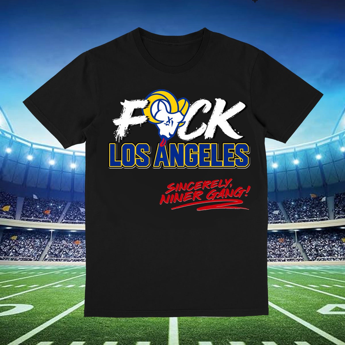 "F*ck LA" Sincerely Niner Gang - Black Tee
