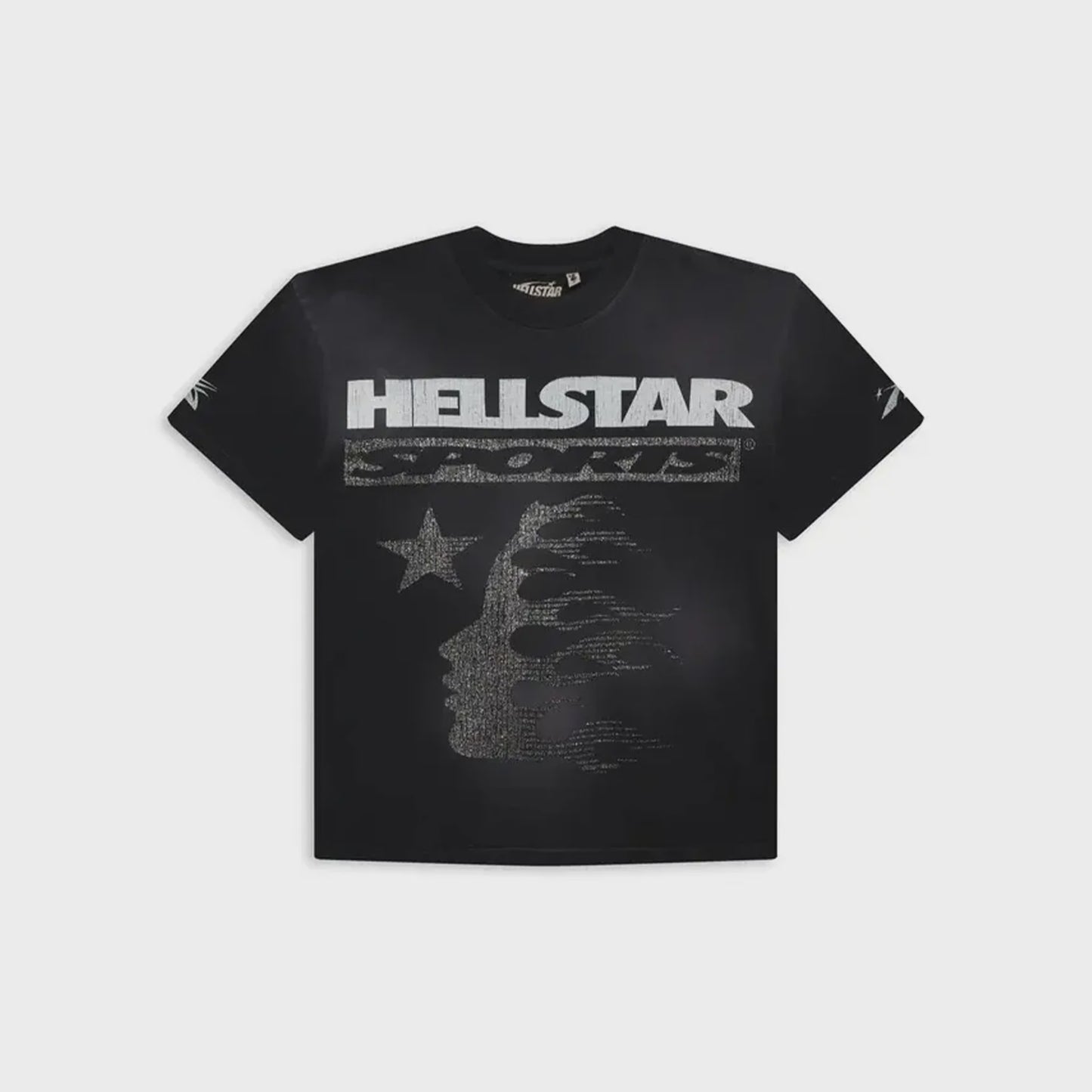 Black HELLSTAR Family Glitter Tee featuring a sparkly design for a stylish look